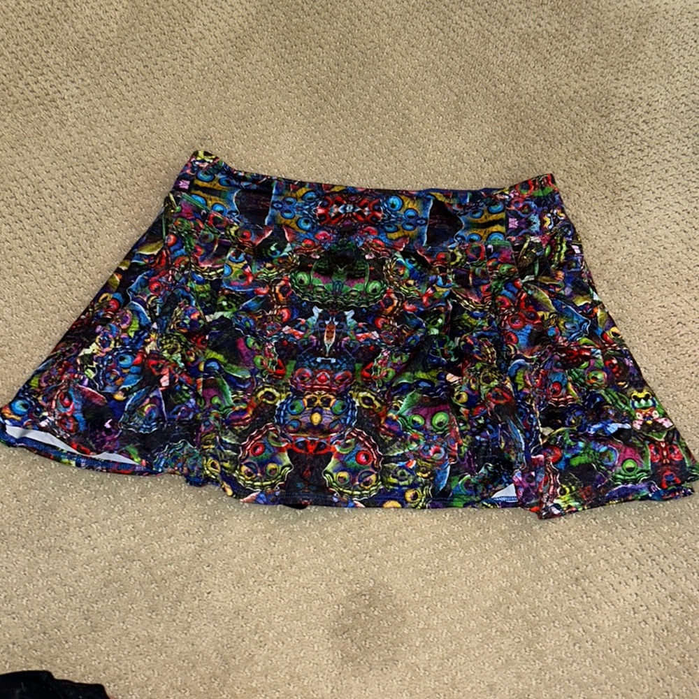 Fun Multi Color Pattern Tennis Skirt by XRSZ CHIC